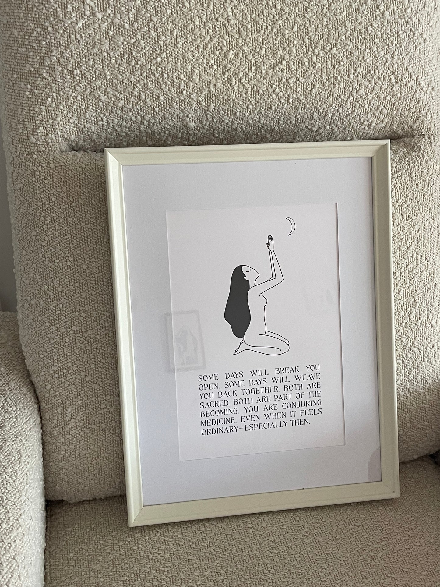Close-up of The Becoming A4 Print showing motherhood inspired design