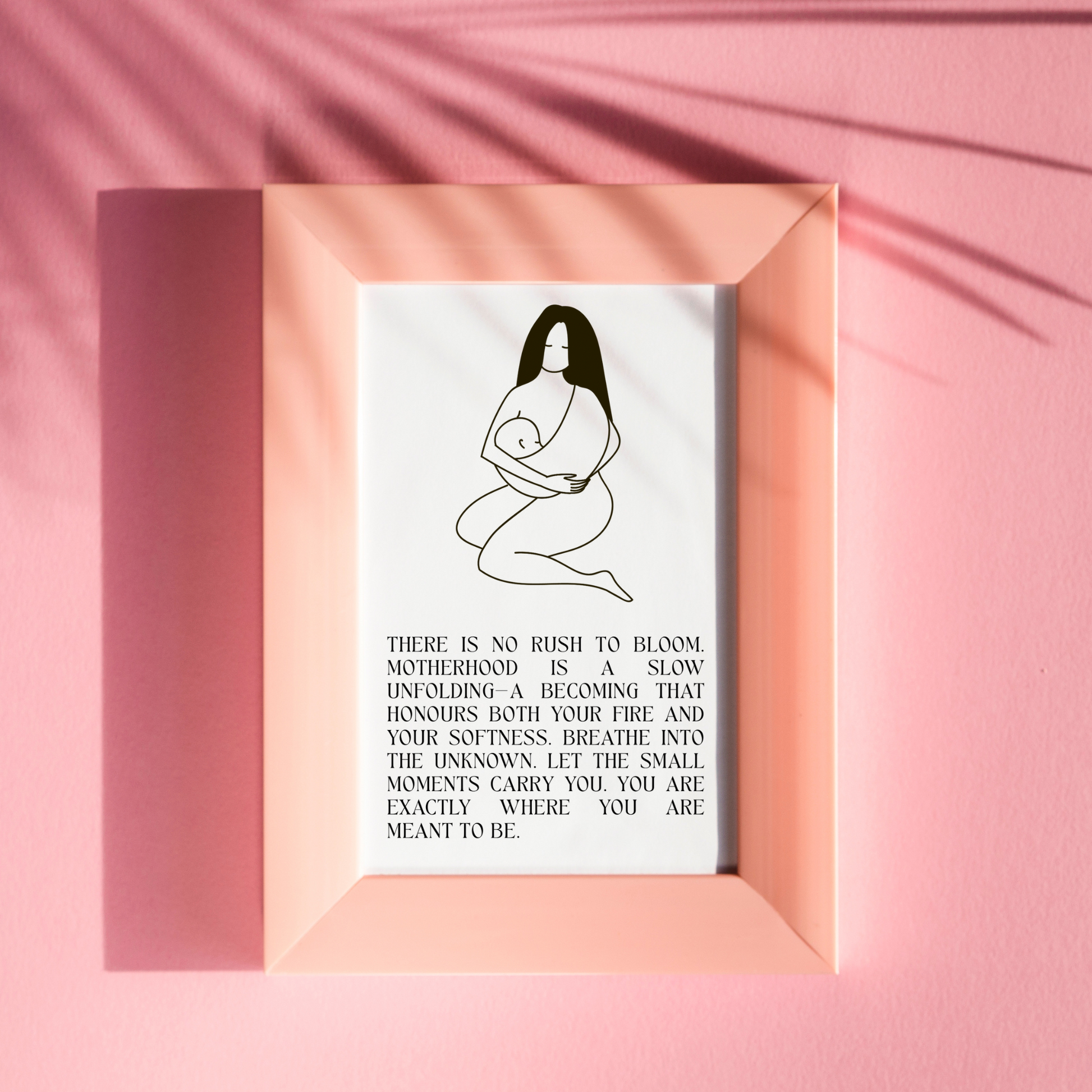 Unfolding A4 Print displayed on a pink wall as a gift for mothers